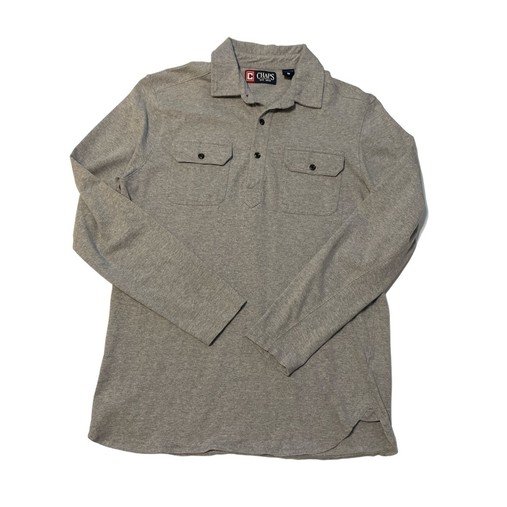 Chaps Sweater Men Size M Long Sleeves Gray 100% Cotton